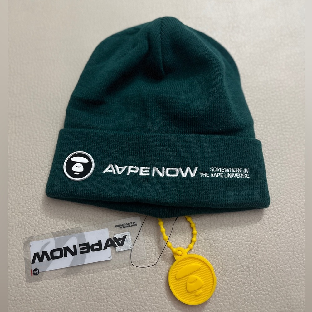 NWT - AAPE by A Bathing Ape (BAPE) Rubber Moonface Logo Beanie
